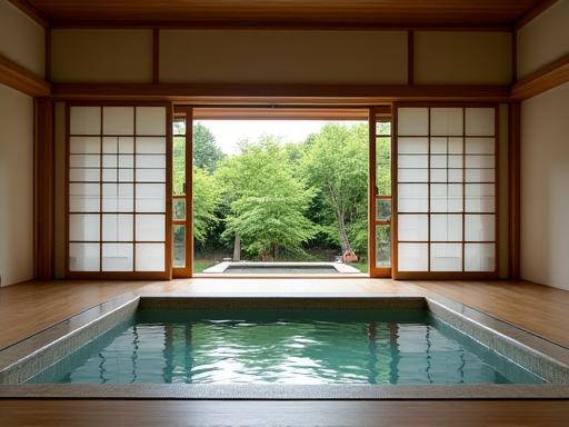 露天風呂付きの静かな旅館の部屋
